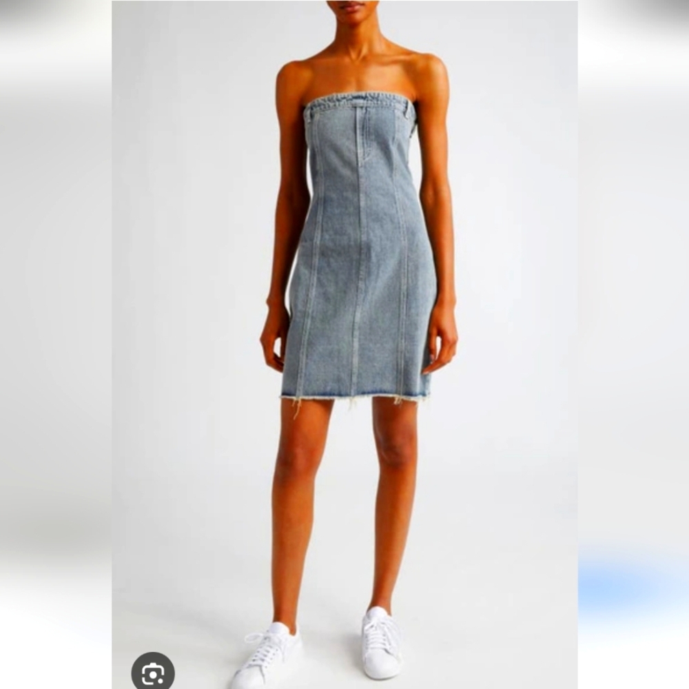 NWT Honor The Gift Strapless Denim Minidress Light Indigo